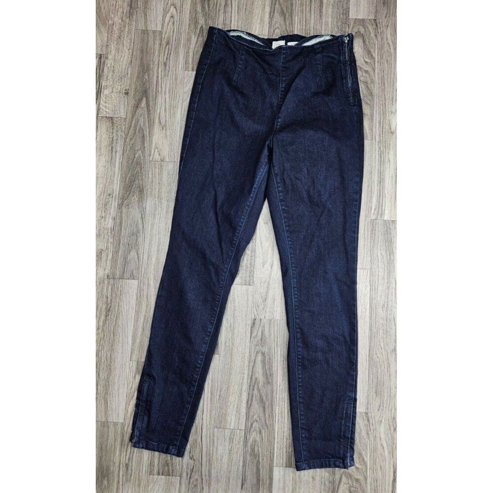 A New Day Womens Size 6 Stretch Side Zipper Zipped Cuffs Skinny Blue Denim Jeans